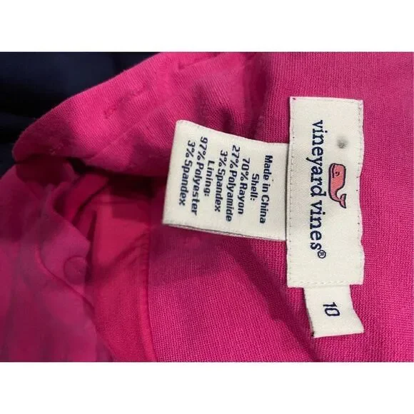 Vineyard Vines Magenta Pink and Navy Blue Striped Long Sleeved Dress - Picture 6 of 7